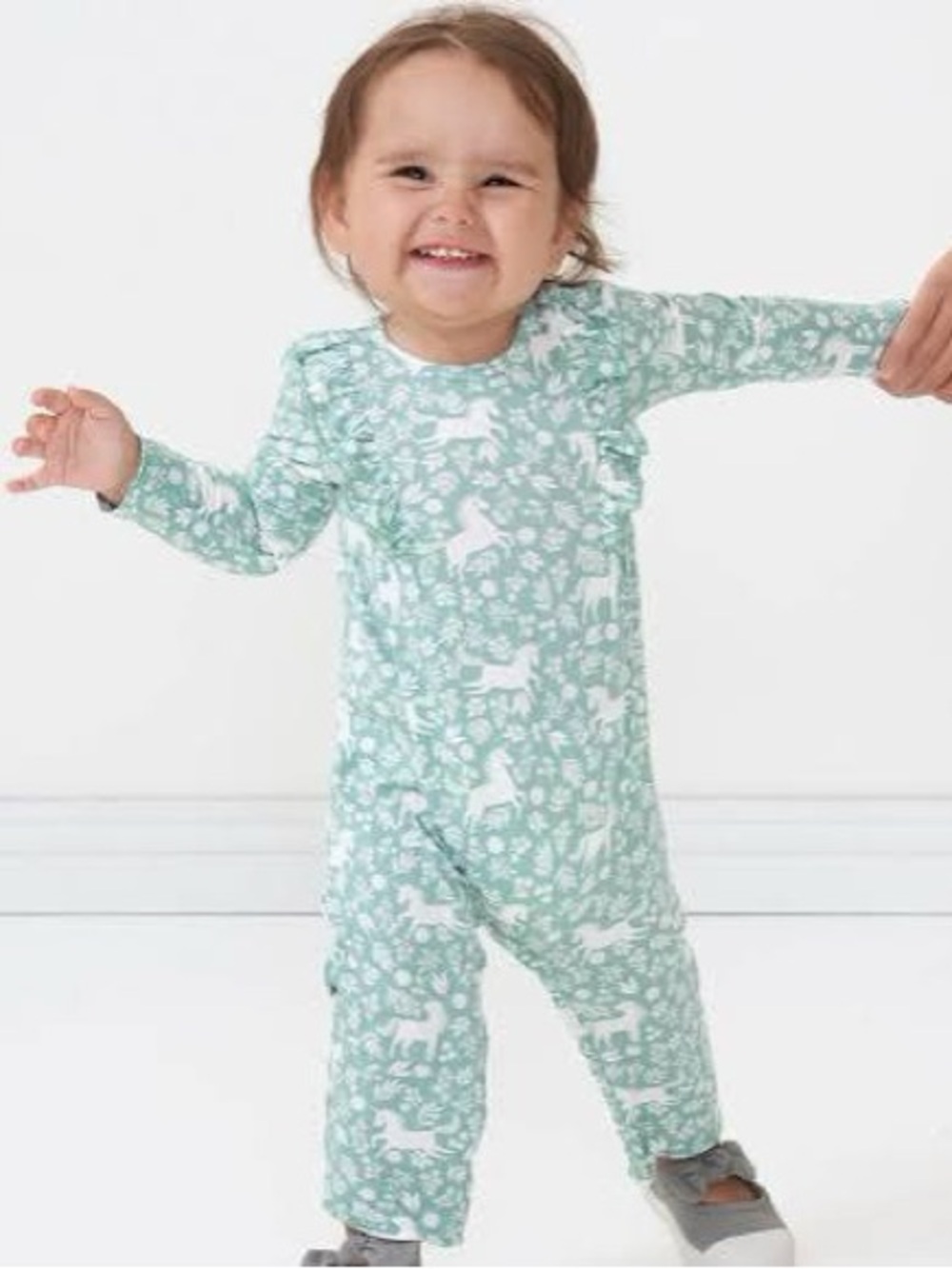 Little Sleepies Teal One-Piece, Unicorn Garden